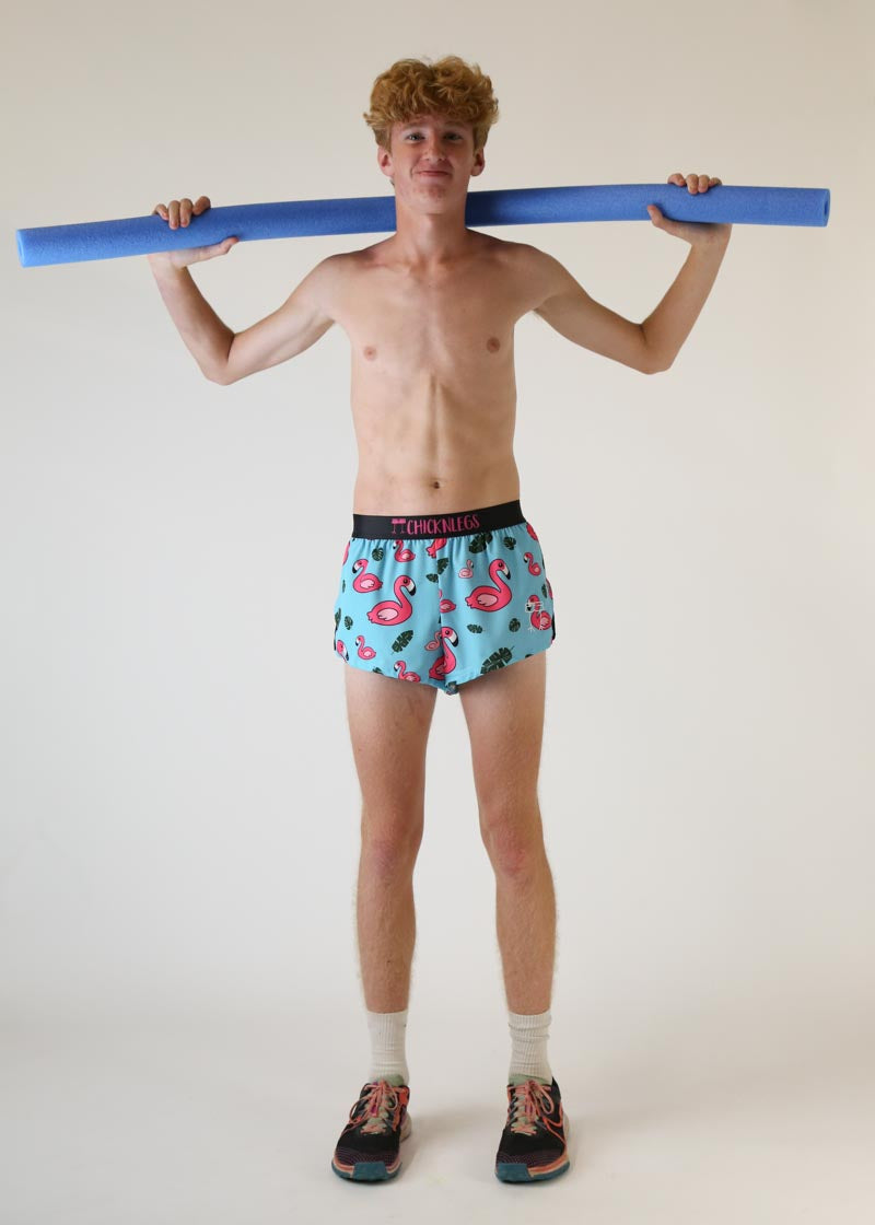 Men's Blue Flamingo 2" Split Shorts