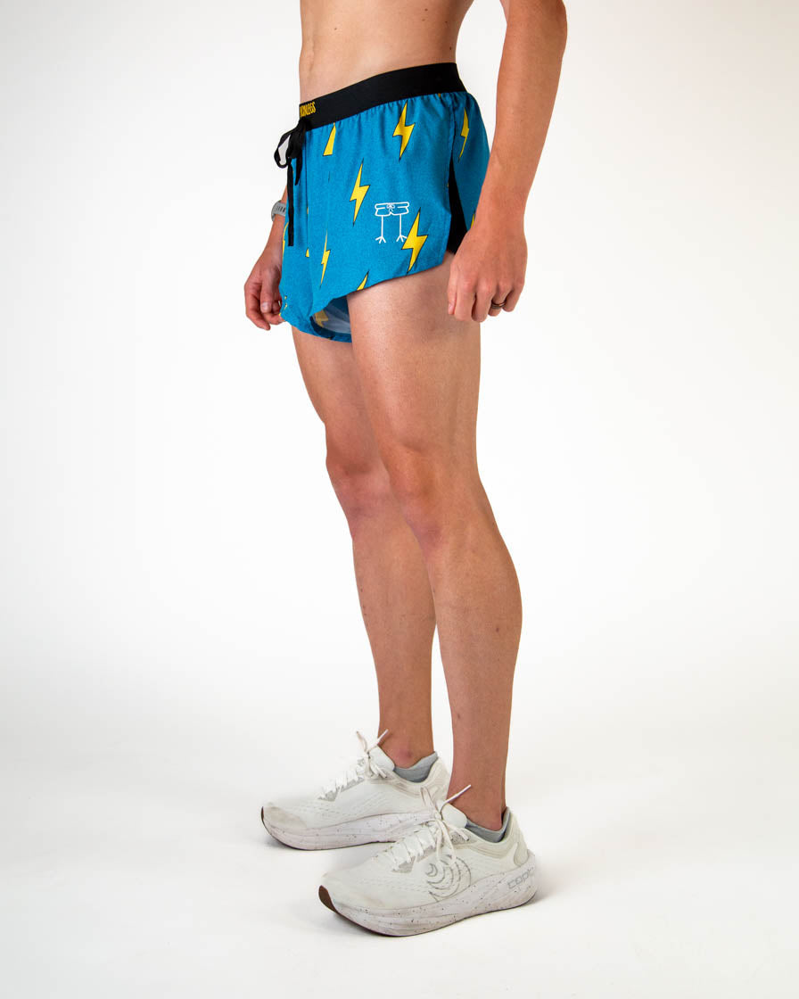 Men's Blue Bolts 2" DS Split Shorts