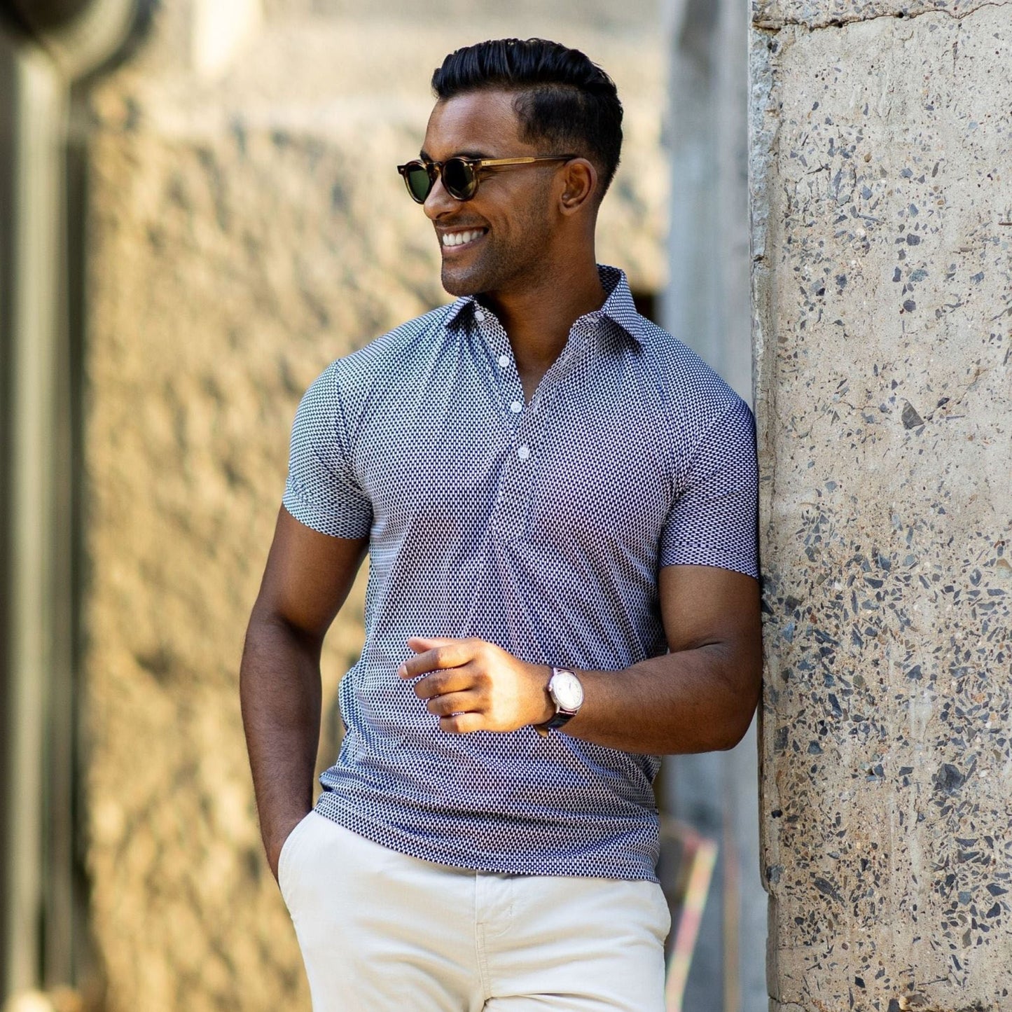 Semi-Spread Collar Polo Vantage Blue