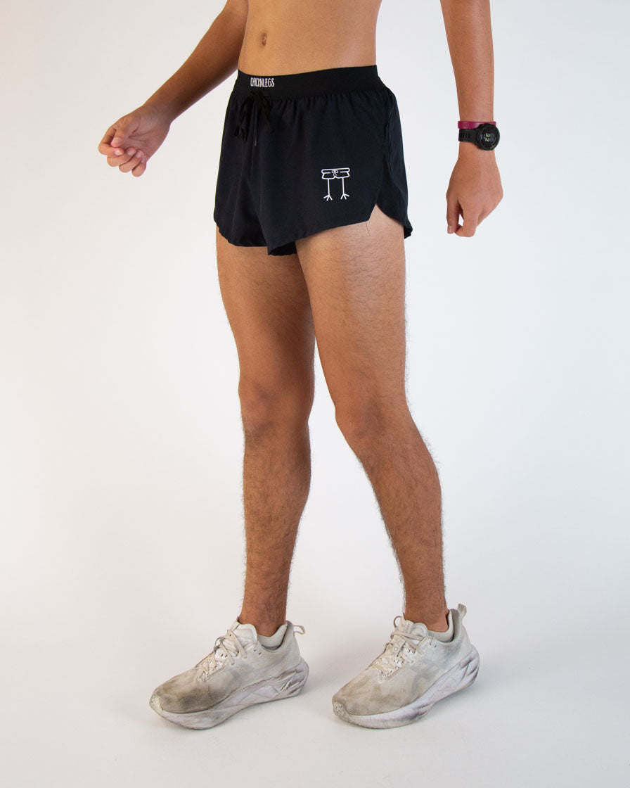 Men's Black 2" DS Split Shorts