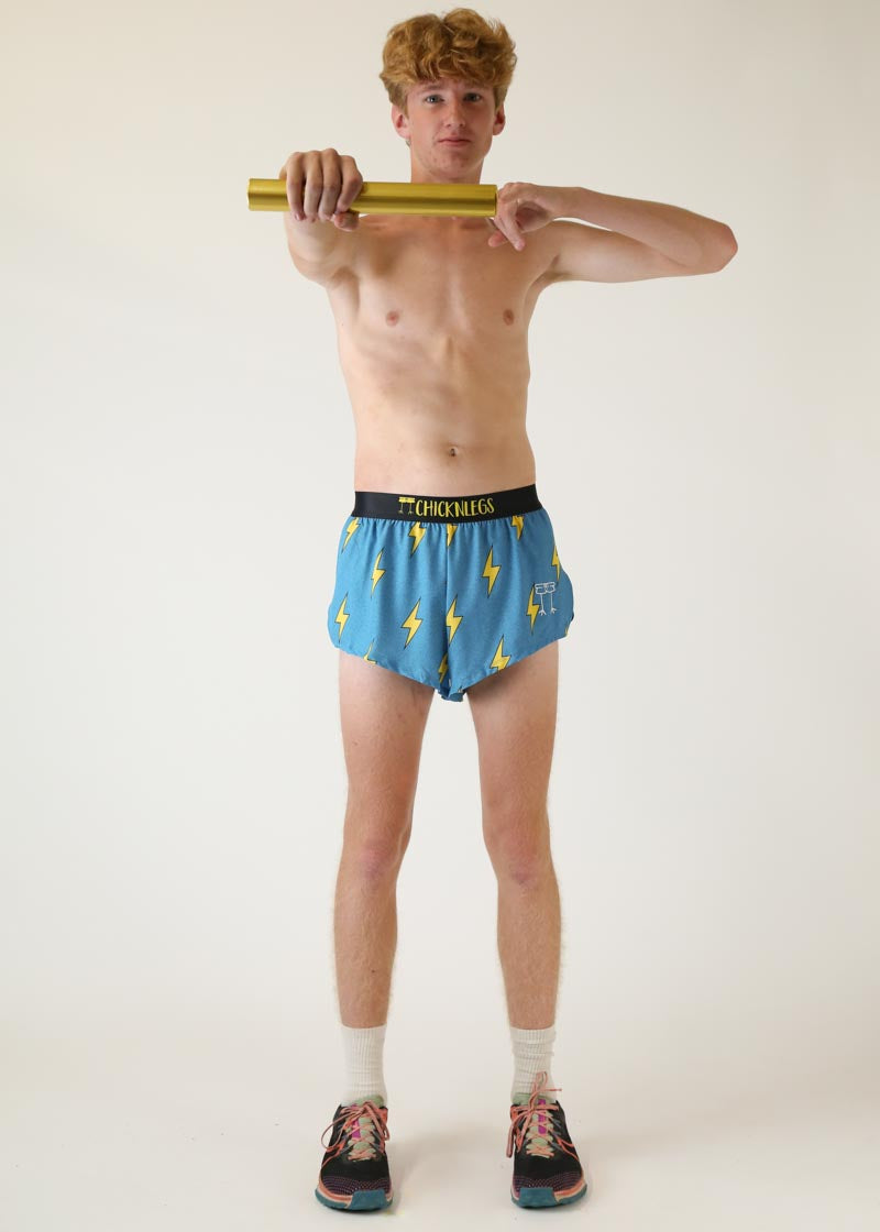 Men's Blue Bolts 2" Split Shorts