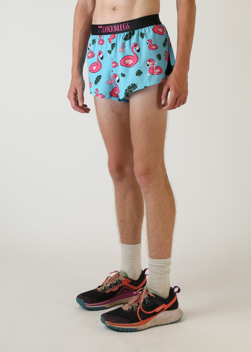 Men's Blue Flamingo 2" Split Shorts