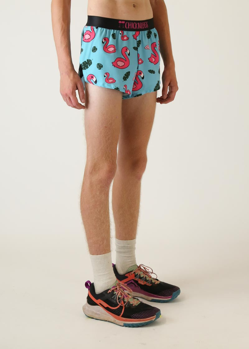 Men's Blue Flamingo 2" Split Shorts