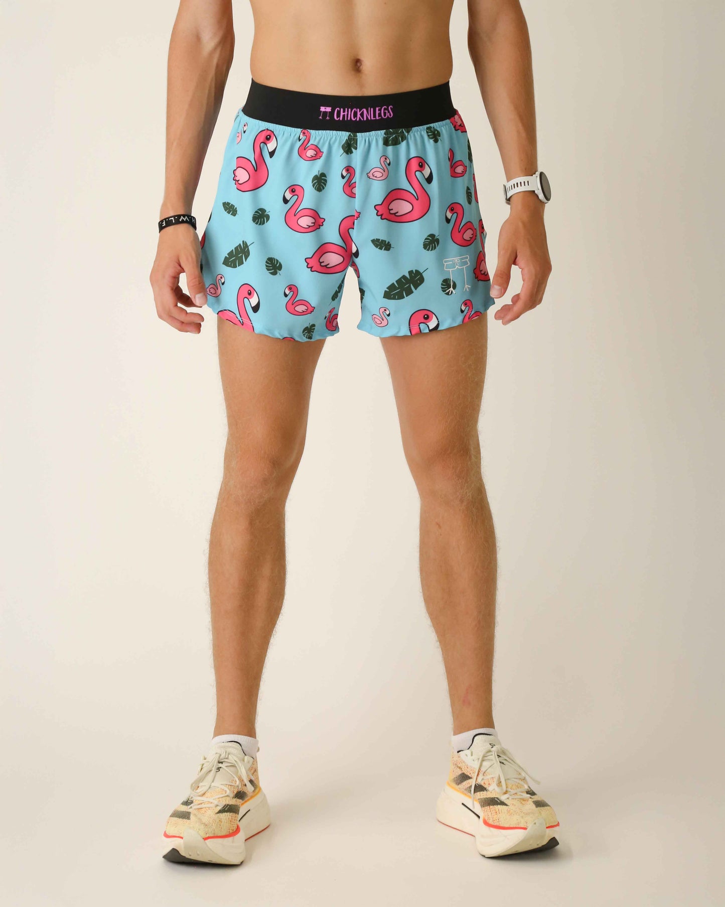 Men's Blue Flamingo 4" Half Split Shorts