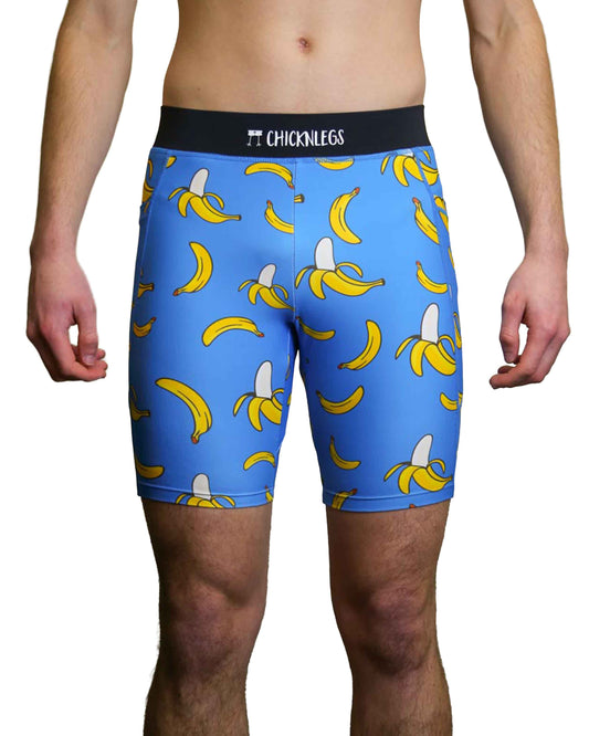 Men's Blue Bananas 8" Half Tights