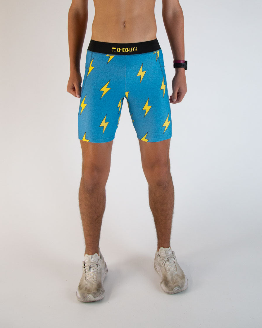 Men's Blue Bolts 8" Half Tights