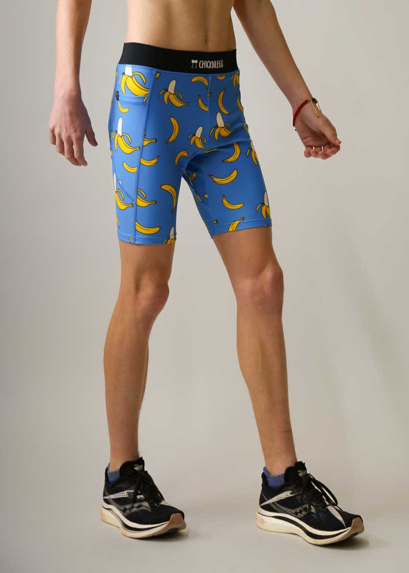 Men's Blue Bananas 8" Half Tights